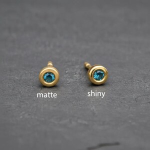 Maleńki kolczyk z litego złota z kamieniem szlachetnym: pojedynczy minimalistyczny kolczyk, diament, 9k 14k 18k 207H-S zdjęcie 8