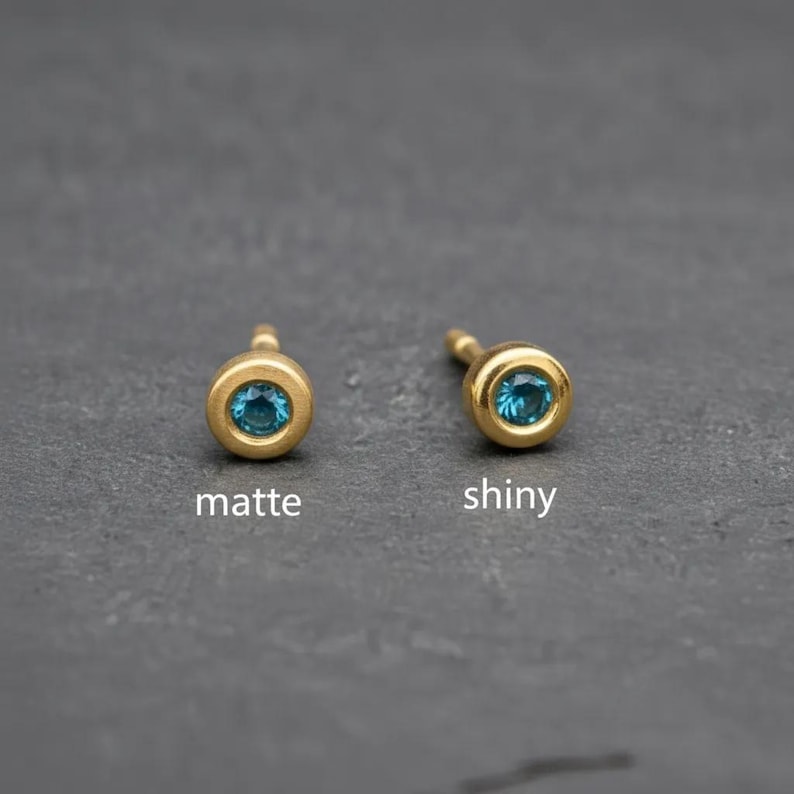 Maleńki kolczyk z litego złota z kamieniem szlachetnym: pojedynczy minimalistyczny kolczyk, diament, 9k 14k 18k 207H-S zdjęcie 8