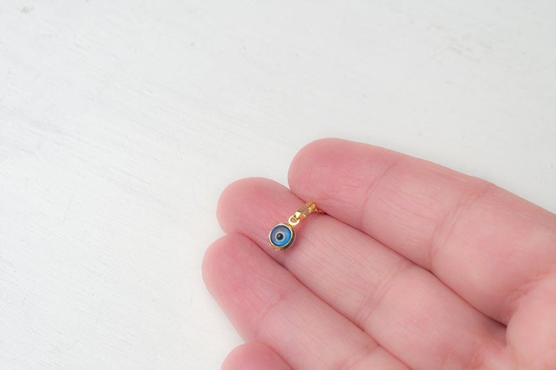 Solid Gold Evil Eye Necklace Extra Tiny Evil Eye Pendant Charm Etsy