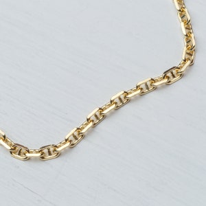 Solid Gold Mariner Chain Necklace / 14k solid Gold Anchor Choker / 1.1mm 1.5mm 1.9mm 2.3mm / Unisex Fine Jewelry
