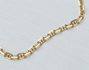 Solid Gold Mariner Chain Necklace / 14k solid Gold Anchor Choker / 1.1mm 1.5mm 1.9mm 2.3mm / Unisex Fine Jewelry