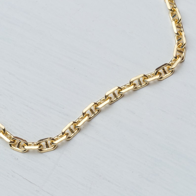 Solid Gold Mariner Chain Necklace / 14k Solid Gold Anchor Etsy