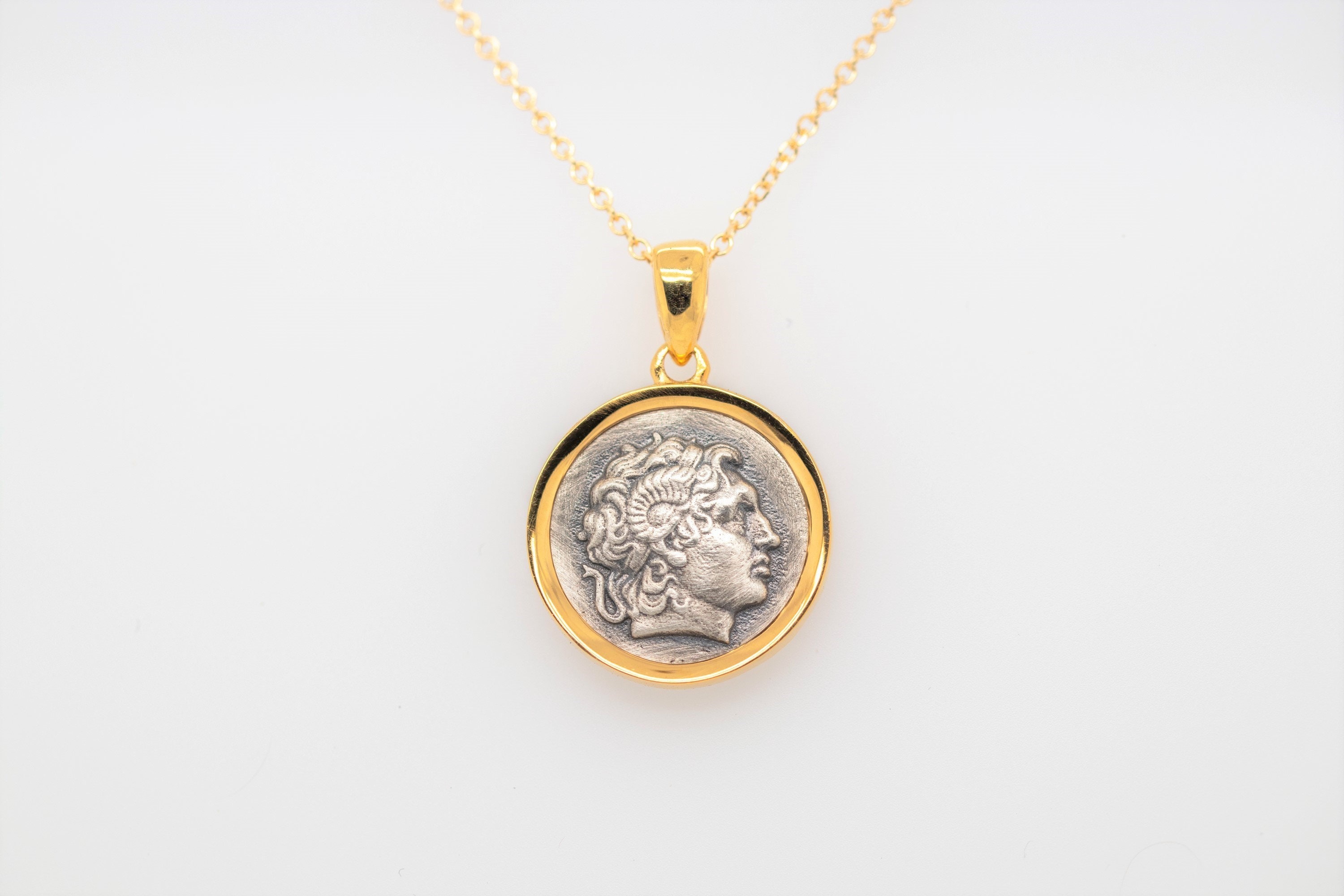 アレキサンダー大王のコインネックレス（純金・銀製）／古代ギリシャレプリカ、JP1062-1025 - Etsy 日本