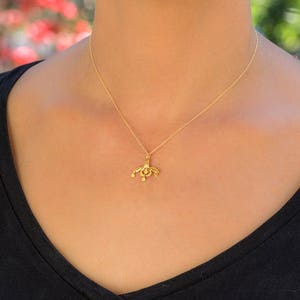 Solid gold Bee Necklace Ancient Greek Bee pendant Minoan bee Charm from Crete 9k 14k or 18k solid gold Statement Jewelry image 5