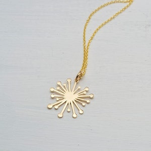 Solid Gold Dandelion Necklace / Minimal Flower Pendant / 9k, 14k or 18k / Gift for Her / Nature lover image 6