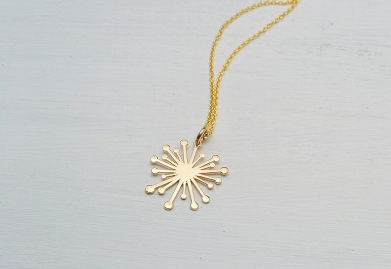 Solid Gold Dandelion Necklace / Minimal Flower Pendant / 9k, 14k or 18k / Gift for Her / Nature lover image 6