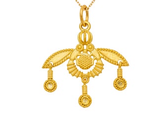 Solid Gold Bee Necklace: Ancient Greek Minoan Pendant  JP1060