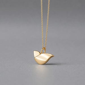Solid Gold Bird Necklace / Tiny Charm 14k / Dainty Gift for her /  40H