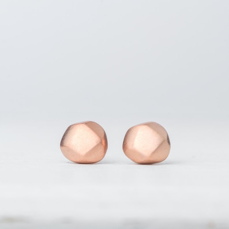 Solid Gold Pebble Earrings / Diamond Nugget Studs / Geometric Jewelry / Minimal Everyday Gift / Unisex image 2