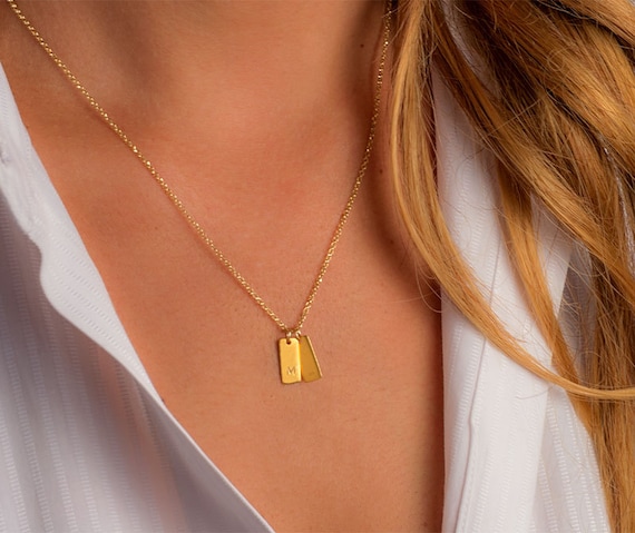 Gold tag necklace sale