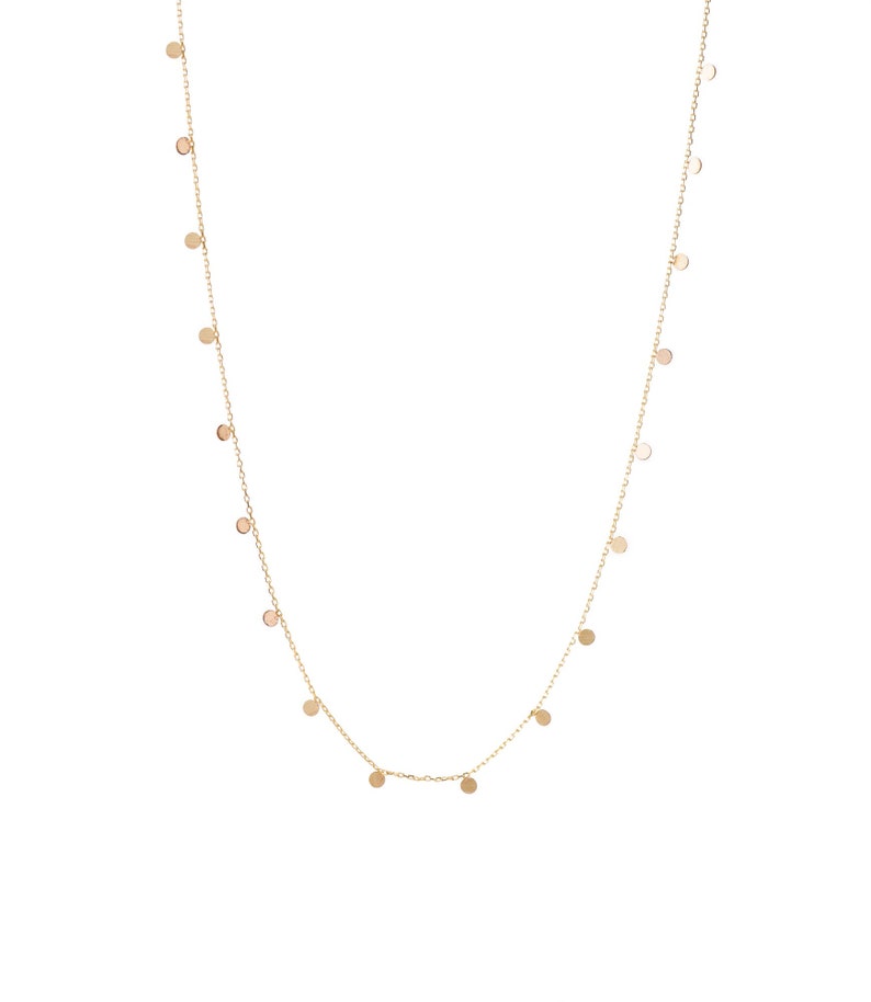 Solid Gold Tiny Disc Necklace 9k, 14k or 18k Gold Yellow, Rose or White Gold Adjustable Dainty Layering image 3