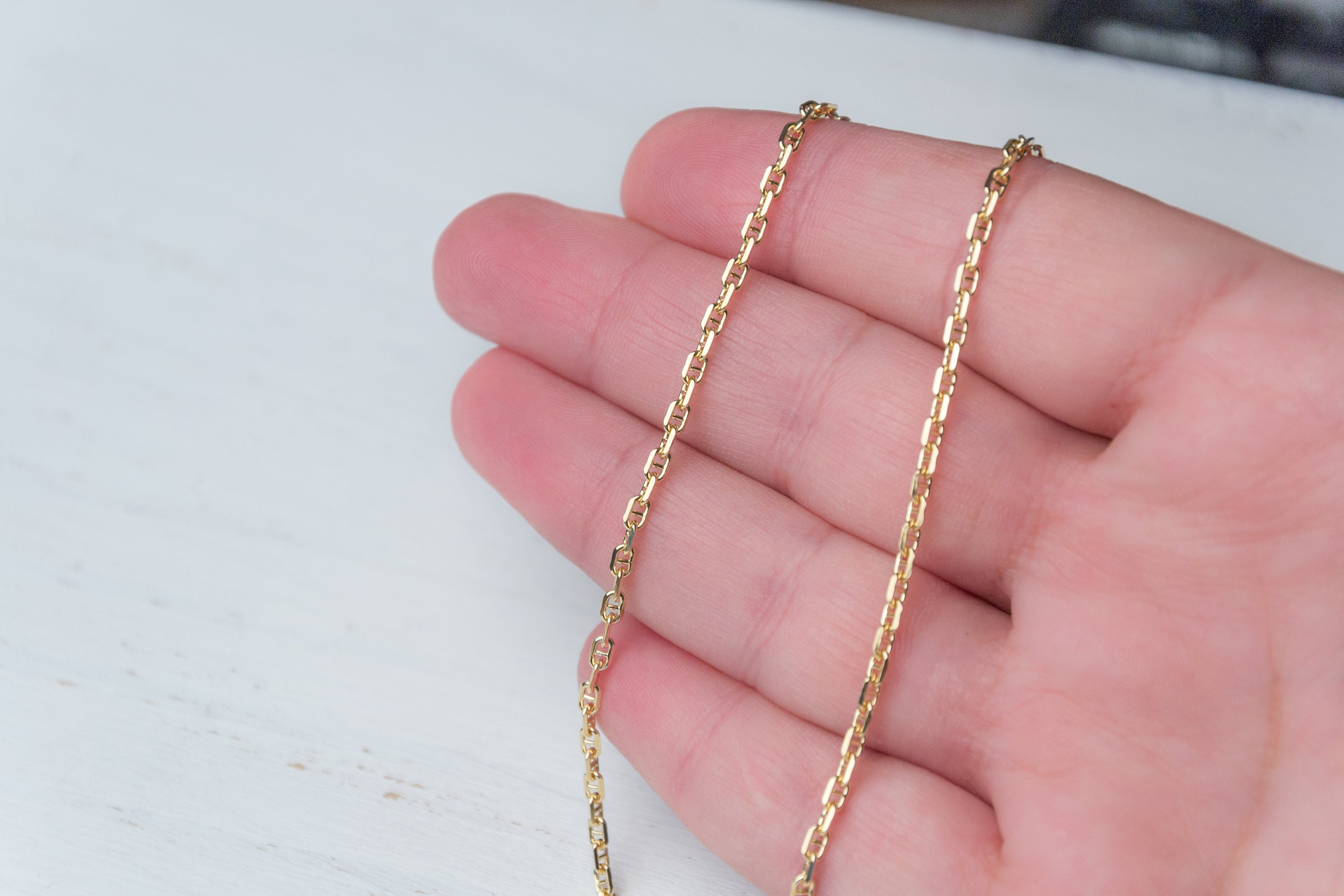 Solid Gold Mariner Chain Necklace / 14k Solid Gold Anchor Solid Gold Mariner Chain Necklace / 14k Solid Gold Anchor