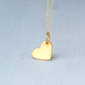 Solid Gold Heart Necklace with Initial / Personalized Pendant / 9k 14k 18k gold image 2