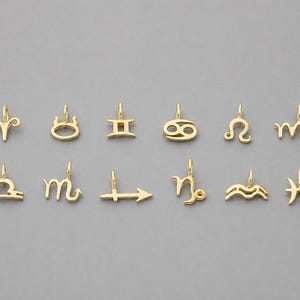 Ciondolo con segno zodiacale in oro massiccio: ciondolo di compleanno in oro 9k, 14k, 18k, collana oroscopo 277Z-GD