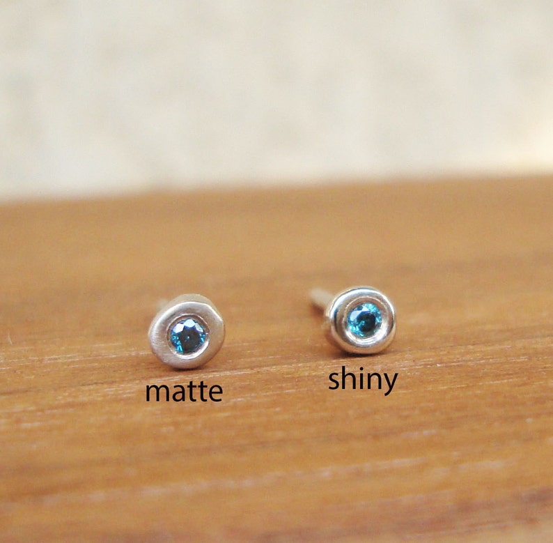 SINGLE Tiny Gold Gemstone Earring / ONE Solid Gold Stud with a Precious Stone / Minimal Everyday Earring image 5