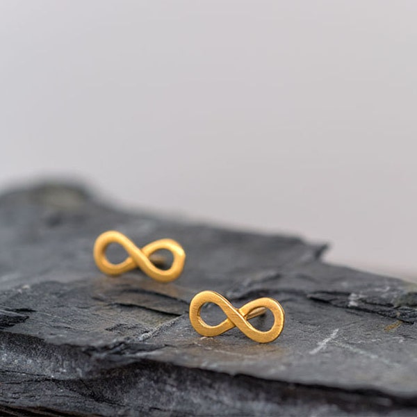 Boucles d’oreilles Infinity en or massif / Clous géométriques intemporels / Bijoux minimaux / Cadeau délicat