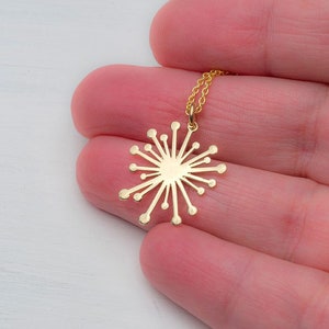 Solid Gold Dandelion Necklace / Minimal Flower Pendant / 9k, 14k or 18k / Gift for Her / Nature lover image 3