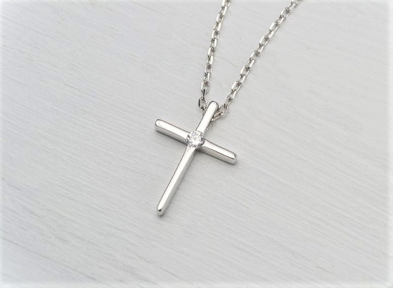 Best Birthday Gift 14k White Gold Diamond-cut Crucifix Charm