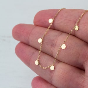 Τiny Disc Necklace / 9k 14k or 18k Solid Gold / Dainty Dot Necklace / Yellow, White or Rose Gold