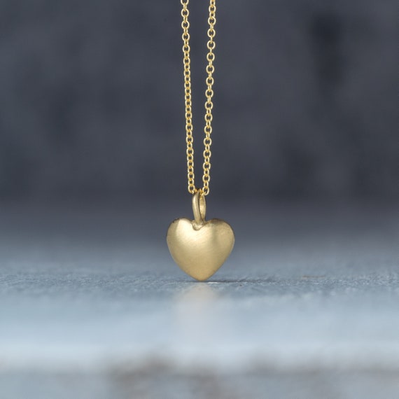 Solid gold Tiny Heart Necklace Love 14k Gift for Her Etsy