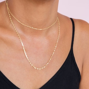 Solid Gold Mariner Chain Necklace / 14k solid Gold Anchor Choker / 1.1mm 1.5mm 1.9mm 2.3mm / Unisex Fine Jewelry image 4