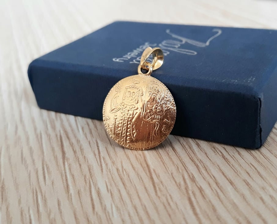 Constantine Coin Pendant / 9k, 14k, 18k Solid Gold Byzantine Constantine Coin Pendant / 9k, 14k, 18k Solid Gold Byzantine