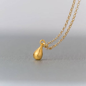 Solid Gold Teardrop Necklace / Dainty Raindrop Pendant in 9k, 14k or 18k Gold / Anniversary Gift