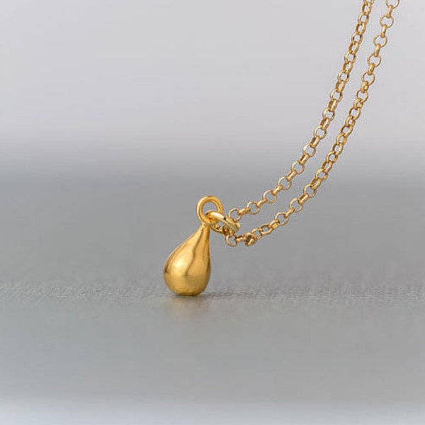 Massief gouden Teardrop ketting/sierlijke regendruppel hanger in 9k, 14k of 18k goud/verjaardagscadeau