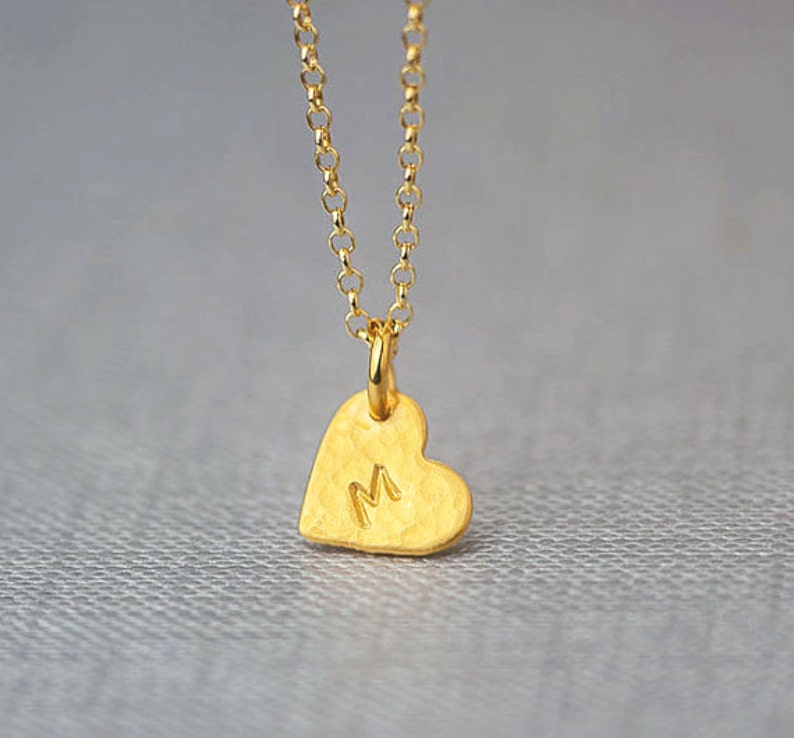 Solid Gold Heart Necklace With Initial / Personalized Pendant Etsy