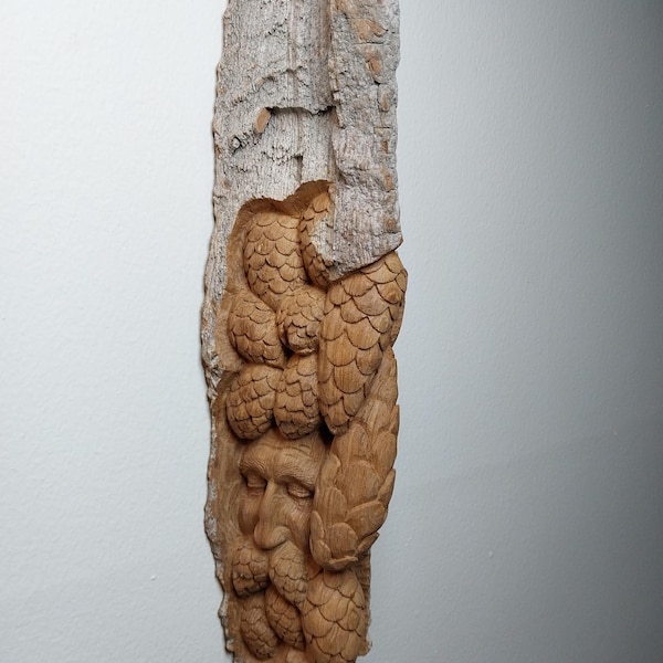 Home Decor Woodcarving Pinecone Greenman Wall Hanging Gift