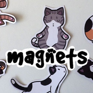 Cute Yoga Cat Decorative Magnets! Pack of 8 - Custom Made to Order