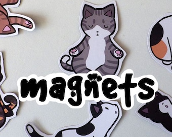 Cute Yoga Cat Decorative Magnets! Pack of 8 - Custom Made to Order