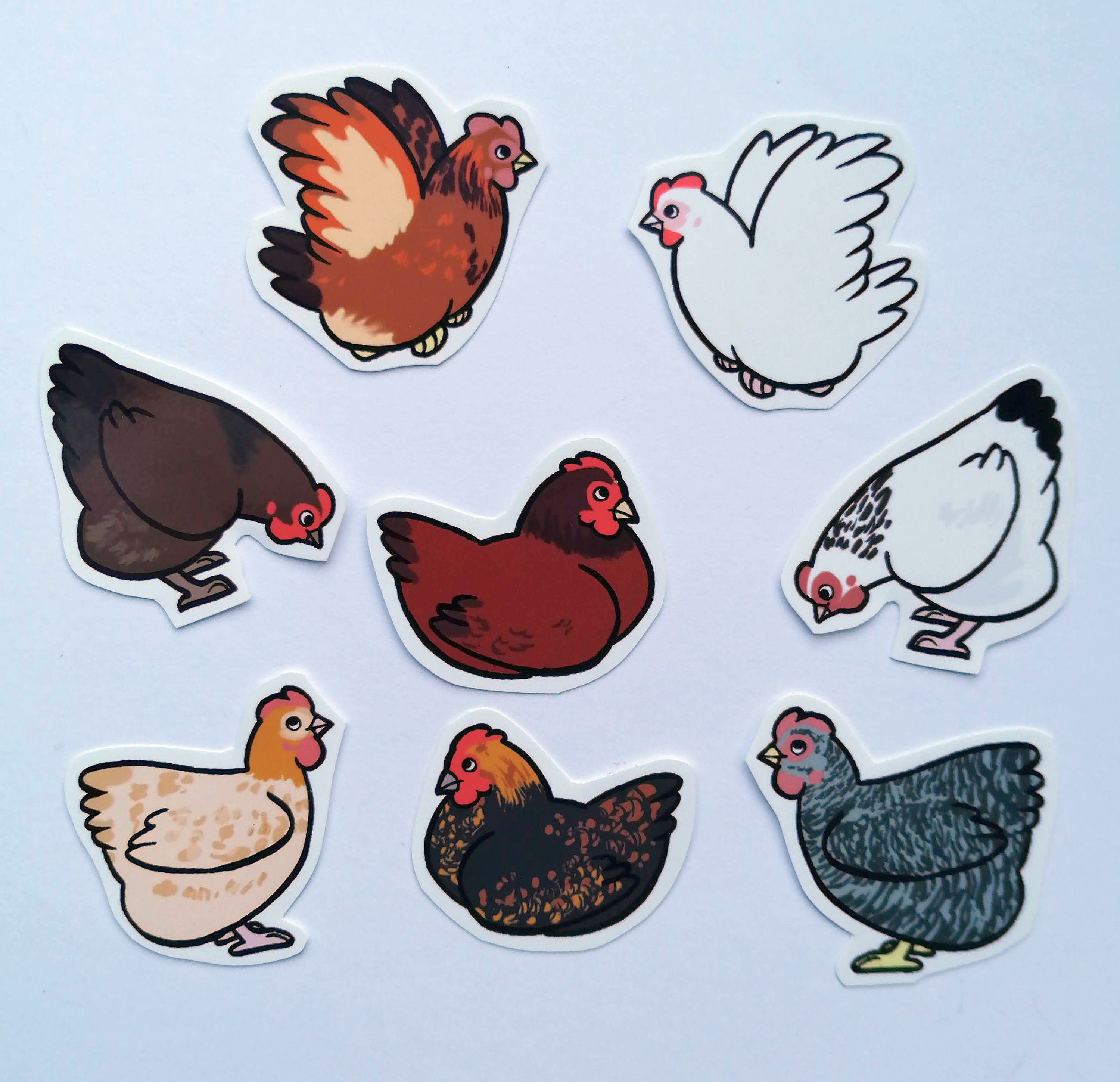 Cute Decorative Chicken Stickers Pack of 8 Etsy
