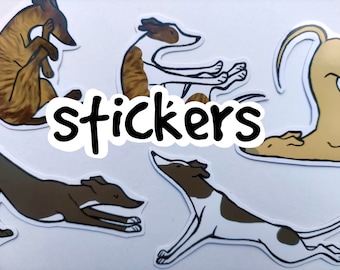 Yoga Greyhound Cute Stickers! Pack of 6 - Custom Made to Order