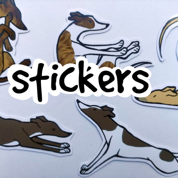 Yoga Greyhound Cute Stickers! Pack of 6 - Custom Made to Order