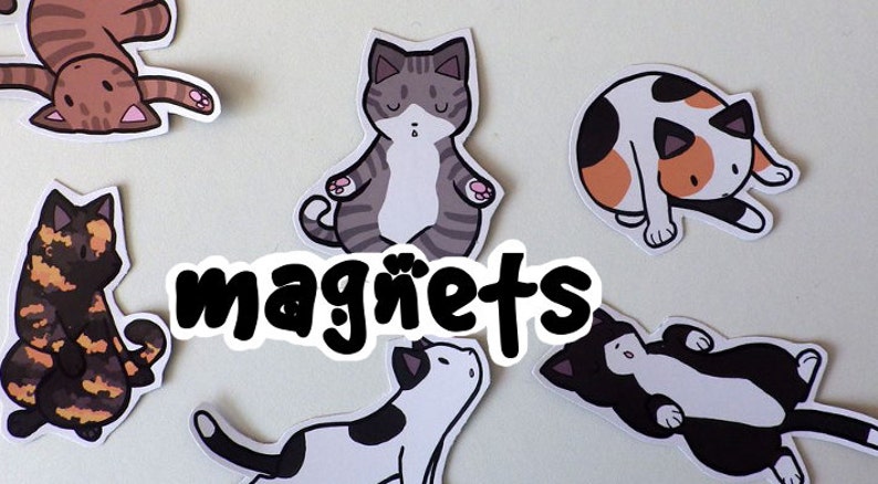 Cute Yoga Cat Decorative Magnets Pack of 8 Custom Made to Order image 1