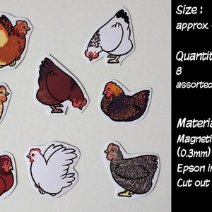 Cute Decorative Chicken Magnets Pack of 8 image 2