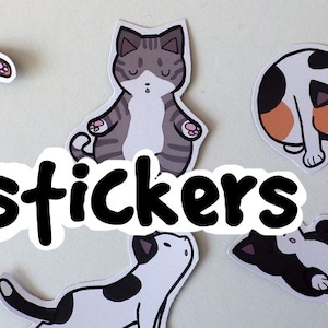 Cute Yoga Cat stickers! Pack of 8 - Custom Made to Order