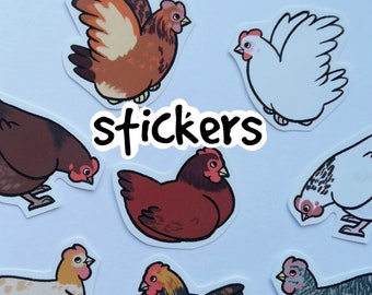 Cute  Decorative Chicken Stickers! Pack of 8