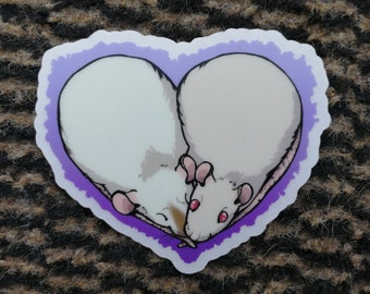 Rat Heart Transparent Waterproof Die Cut Vinyl Sticker