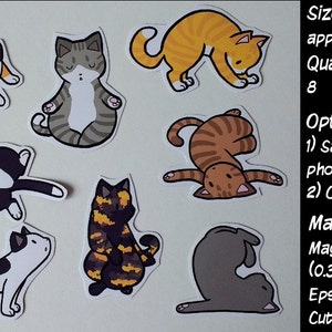 Cute Yoga Cat Decorative Magnets Pack of 8 Custom Made to Order image 2