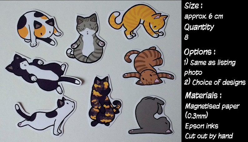 Cute Yoga Cat Decorative Magnets Pack of 8 Custom Made to Order image 2