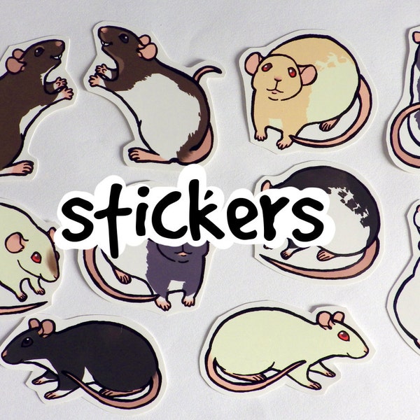 Stickers de rat mignons de fantaisie! Pack de 8 à 10 - Fabriqué sur commande