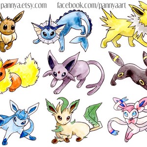 Pokémon Eeveelution Decorative Magnet set Eevee, Vaporeon, Flareon, Jolteon, Umbreon, Espeon, Glaceon, Leafeon, Sylveon image 3