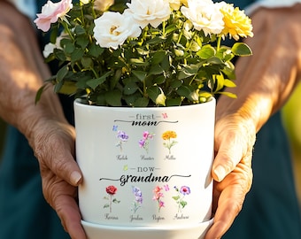 Regalo personalizado para el jardín de la abuela, regalo para el Día de la Madre, maceta de flores de nacimiento personalizada, regalo para mamá de su hija, maceta para interior y exterior.