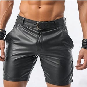 Genuine Real Sheep Handmade Soft Leather Shorts  Stylish Steampunk Shorts Party Wear Shorts Black Leather Shorts For Men Gift For Him