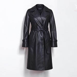 Fait main Véritable manteau noir en cuir de vache véritable Manteau nouveau design pour femmes Look formel Manteau plumeau pour femmes Nouveau manteau tendance pour filles Cadeau pour elle