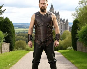 LARP レザーキュイラス 歴史的な中世の鎧、レンフェストレザーアーマー