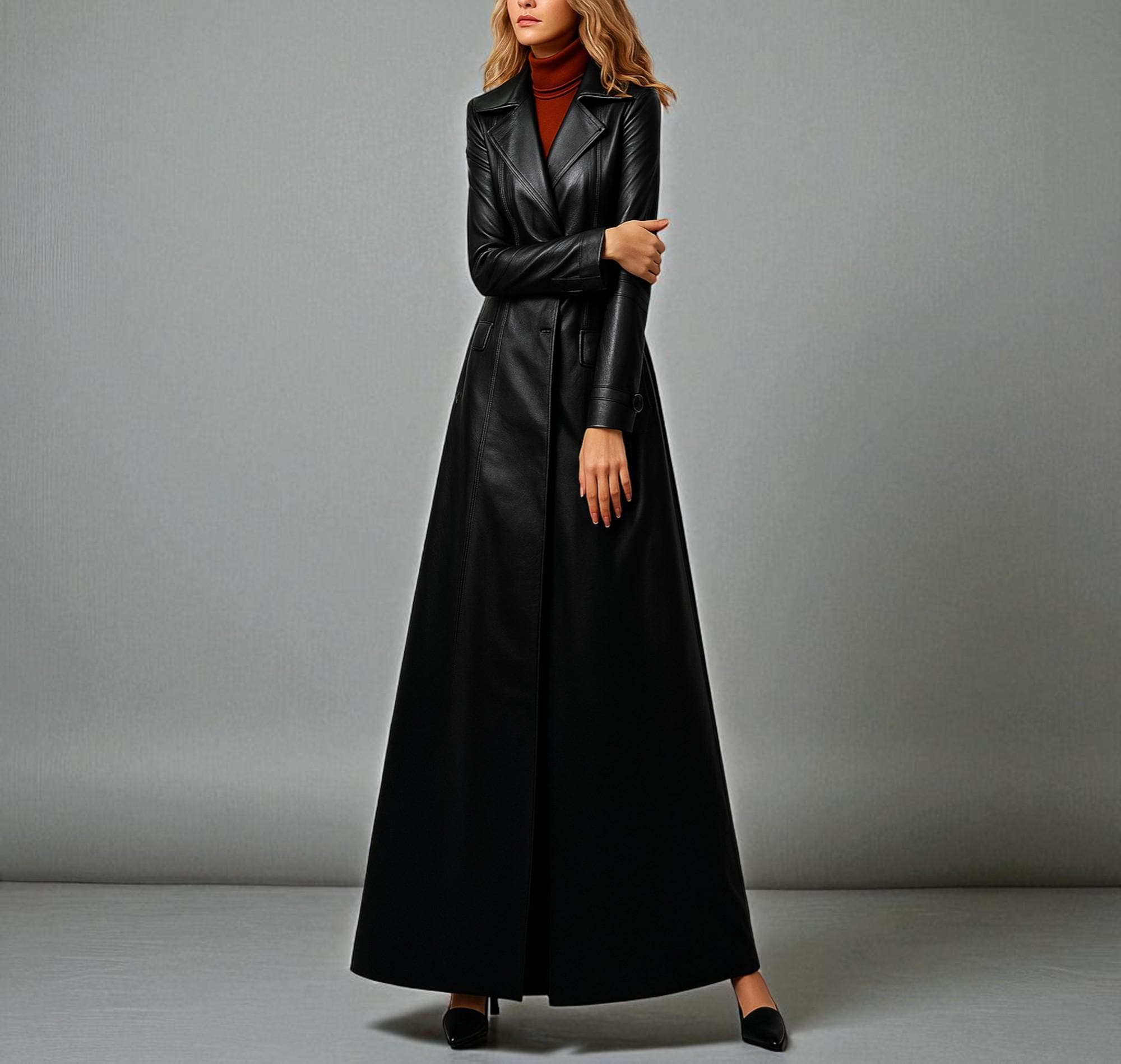 Maxi Real Leather Coat - Etsy