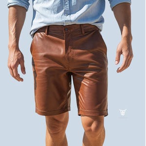 Handmade Genuine Real Sheep Soft Leather Brown Shorts For Men&#39;s Steampunk Shorts Motorcycle Shorts Classic Leather Street Wear Shorts